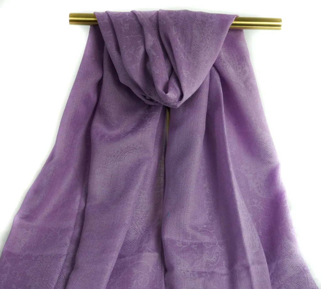 Dusty Purple Royal Paisley Pashmina Scarf Bohemian Shawl