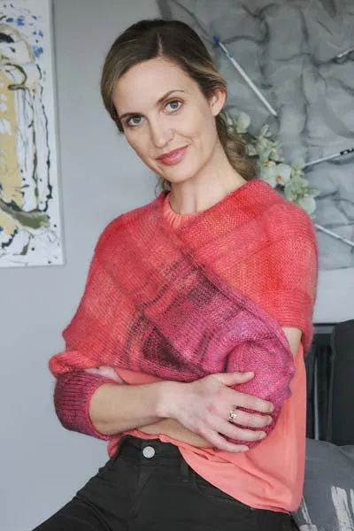 Ecopuno & Silkhair Ribbed Cuff Wrapable Shrug/scarf 6001K
