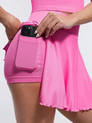 Effortlessly Out & Active Wideband Flared Active Skirt- Hot Pink