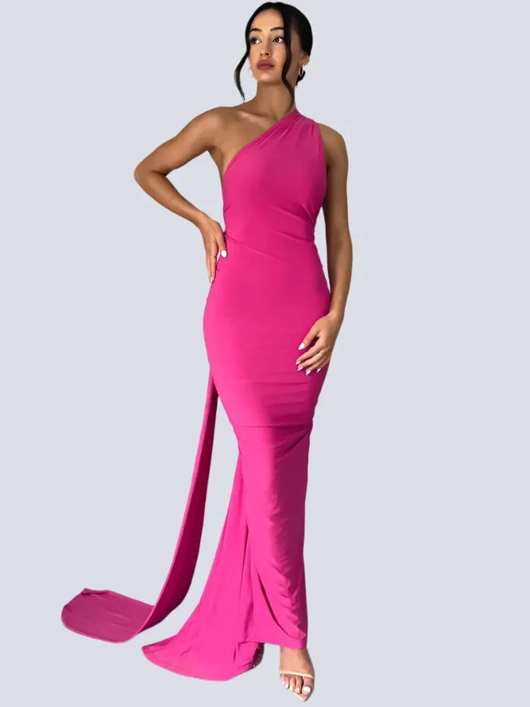 Elegant One Shoulder Backless Maxi Dress for Women