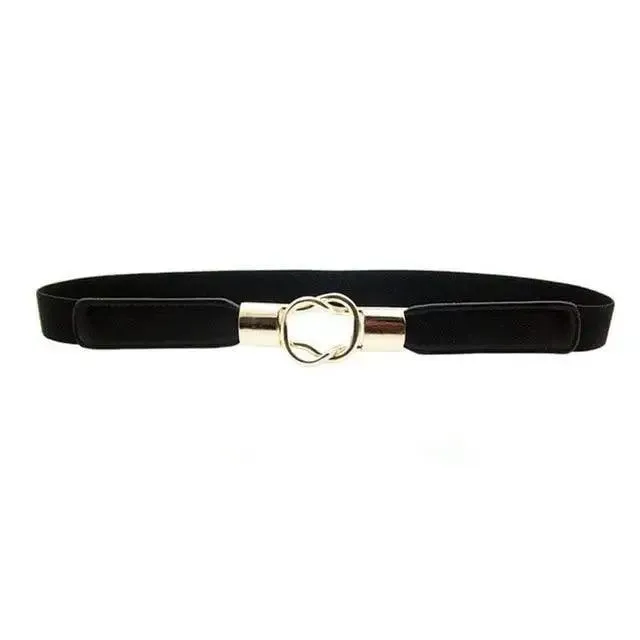 Elegant Wide Fabric Strap  Silver Metal Buckle Belts For Women Trendy Women's Fashion Stretchable Classic Color Belts