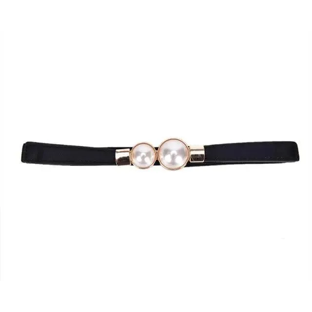 Elegant Wide Fabric Strap  Silver Metal Buckle Belts For Women Trendy Women's Fashion Stretchable Classic Color Belts