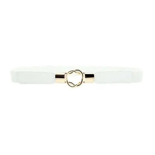 Elegant Wide Fabric Strap  Silver Metal Buckle Belts For Women Trendy Women's Fashion Stretchable Classic Color Belts