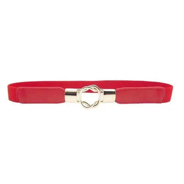 Elegant Wide Fabric Strap  Silver Metal Buckle Belts For Women Trendy Women's Fashion Stretchable Classic Color Belts