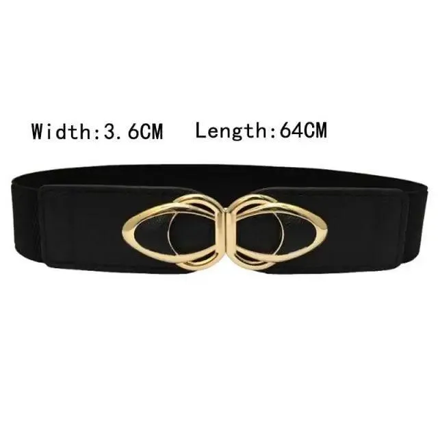 Elegant Wide Fabric Strap  Silver Metal Buckle Belts For Women Trendy Women's Fashion Stretchable Classic Color Belts
