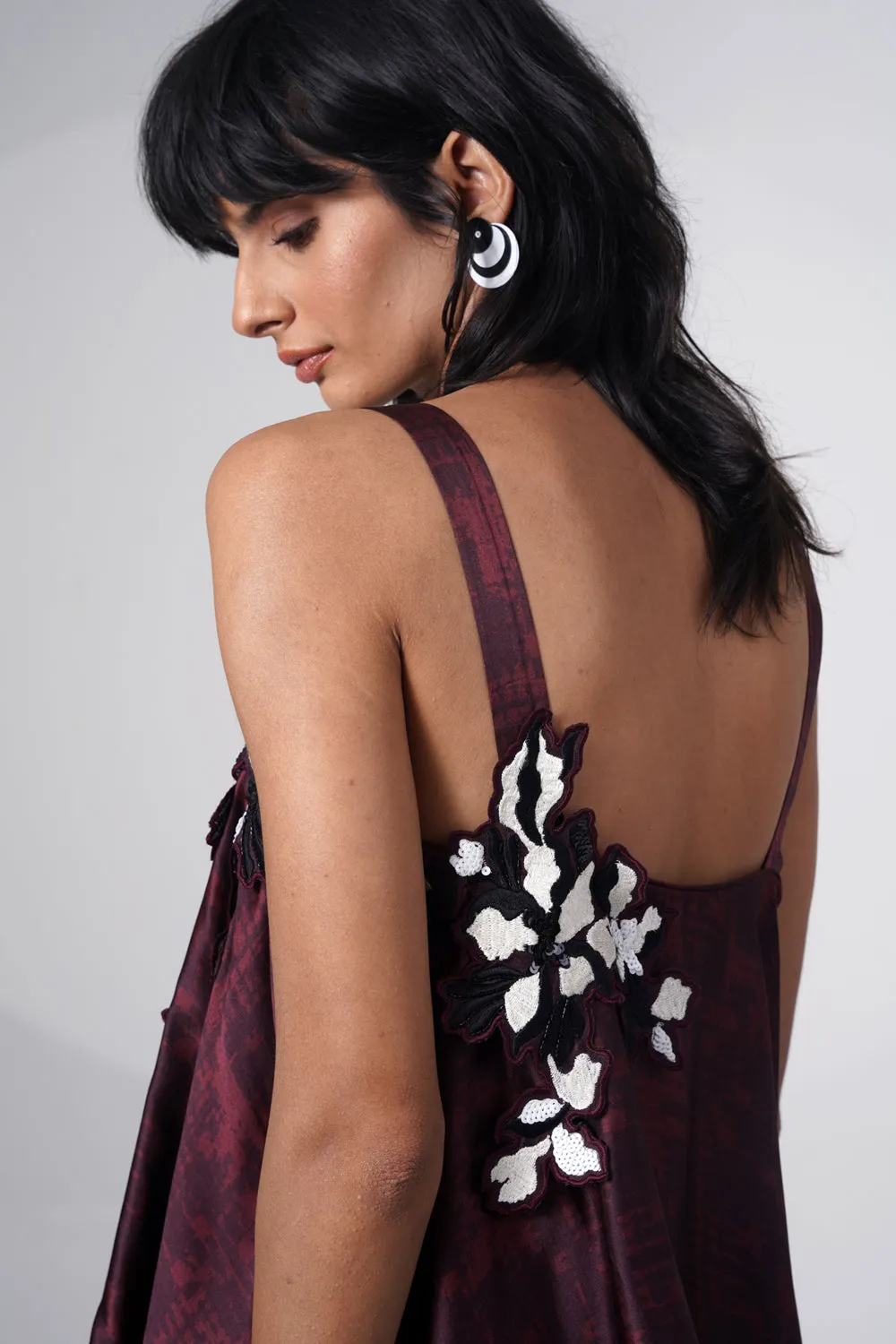 Embroidered Printed Jumpsuit With Scarf