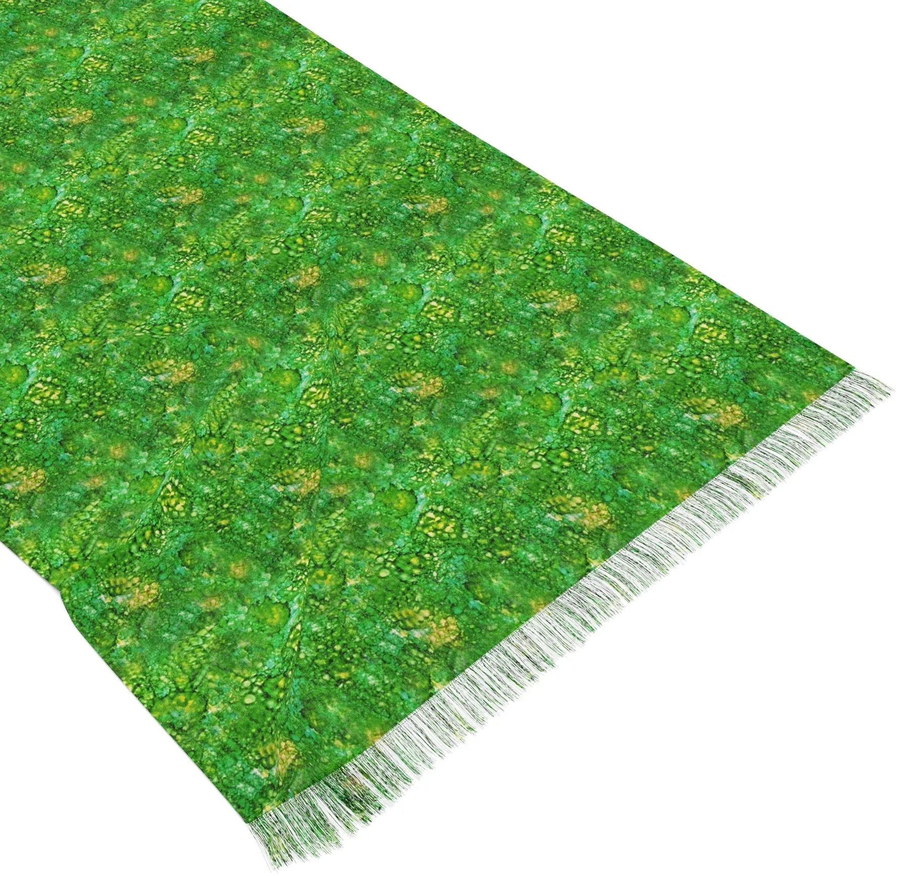Emerald Dreams - Art Scarf with Fringe