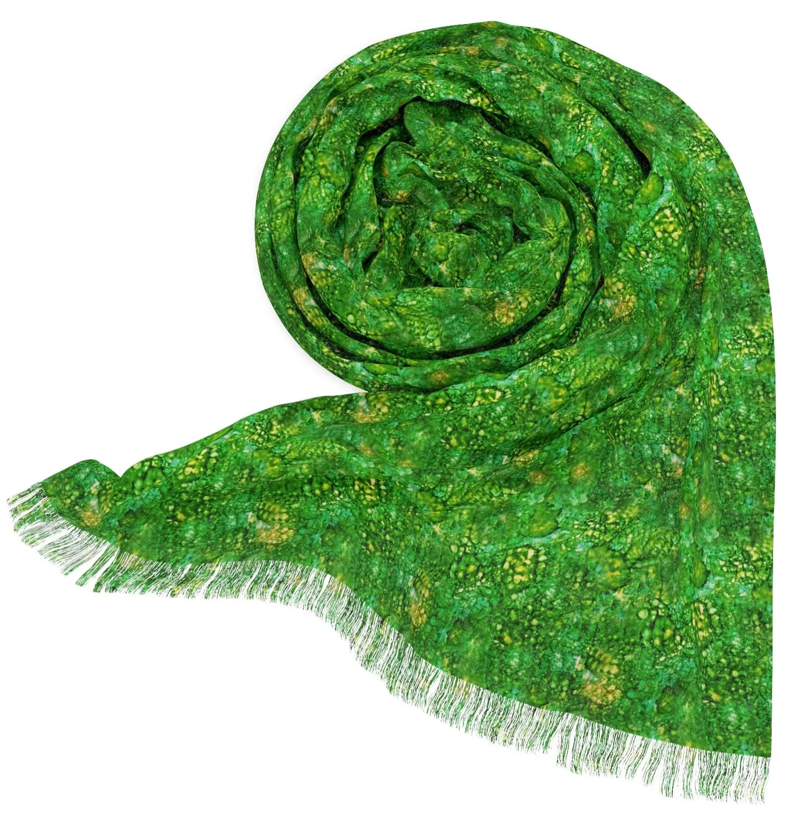 Emerald Dreams - Art Scarf with Fringe