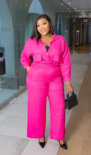 Fancy Lady- 2pcs Collar Blouse and Pants Set (New! 3 colors!)