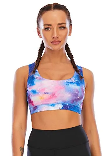 Fancyskin Strappy Sports Bras for Women Cross Back Sexy Padded Yoga Bra Tops Cute Activewear Pink Slash XS