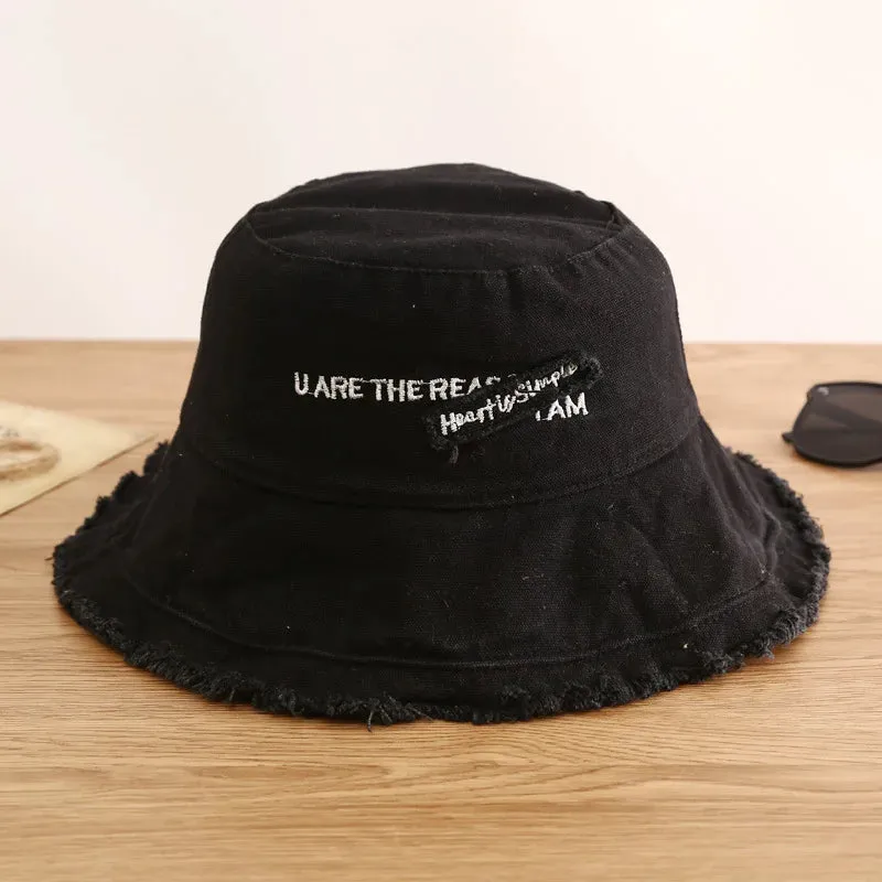 Fashion Cotton Bucket Hat - Women's Summer Autumn Sunscreen Fisherman Cap for Outdoor Beach Sun Protection