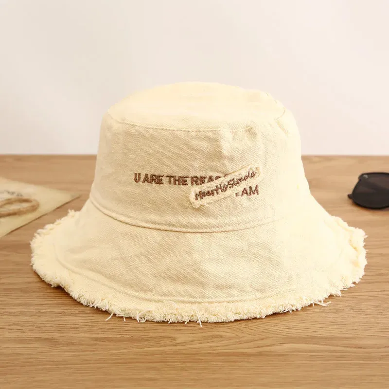 Fashion Cotton Bucket Hat - Women's Summer Autumn Sunscreen Fisherman Cap for Outdoor Beach Sun Protection