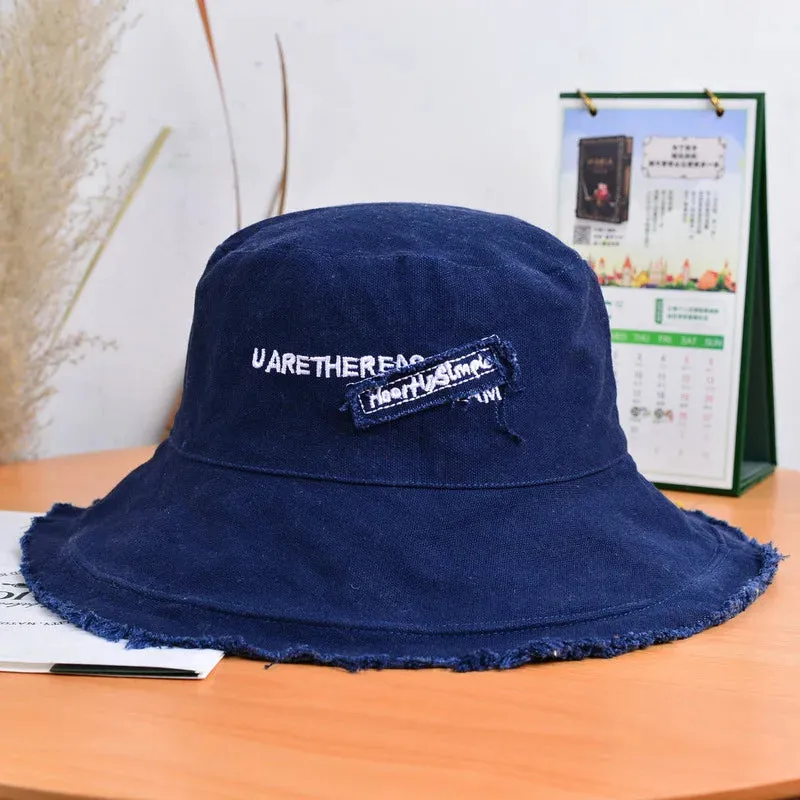 Fashion Cotton Bucket Hat - Women's Summer Autumn Sunscreen Fisherman Cap for Outdoor Beach Sun Protection