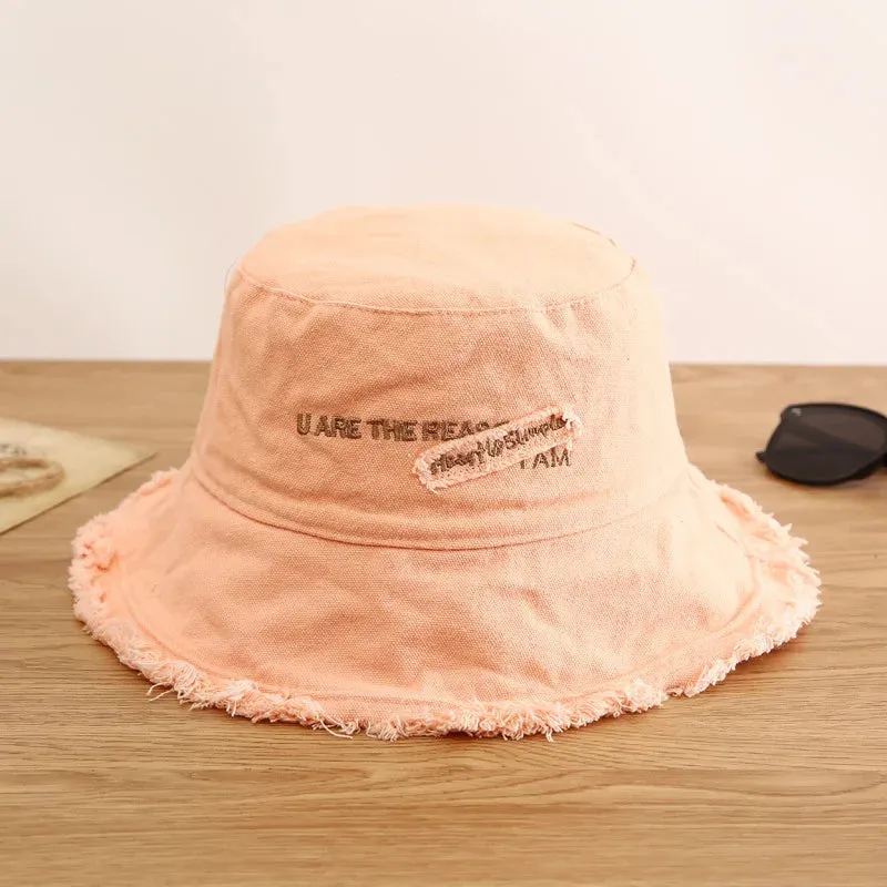 Fashion Cotton Bucket Hat - Women's Summer Autumn Sunscreen Fisherman Cap for Outdoor Beach Sun Protection