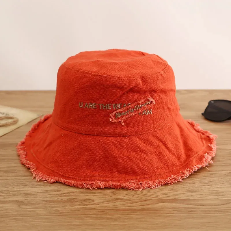 Fashion Cotton Bucket Hat - Women's Summer Autumn Sunscreen Fisherman Cap for Outdoor Beach Sun Protection