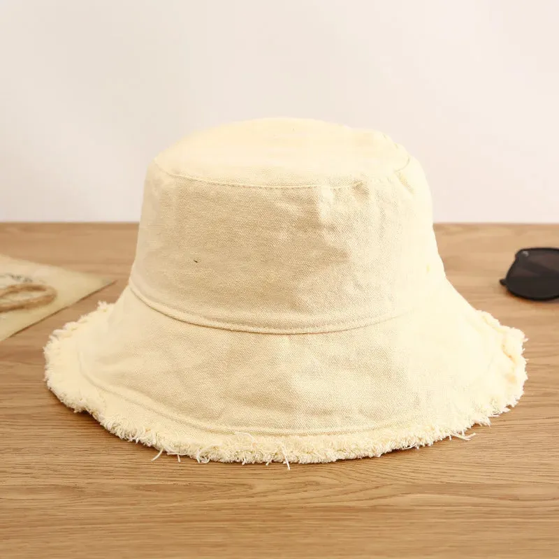 Fashion Cotton Bucket Hat - Women's Summer Autumn Sunscreen Fisherman Cap for Outdoor Beach Sun Protection