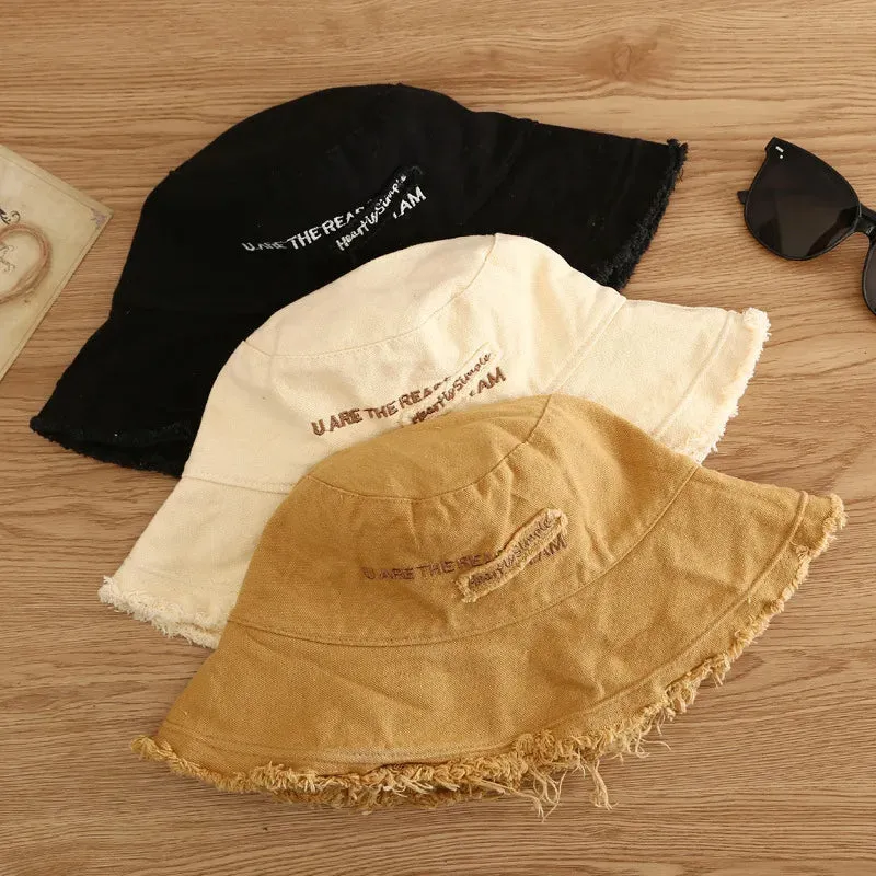 Fashion Cotton Bucket Hat - Women's Summer Autumn Sunscreen Fisherman Cap for Outdoor Beach Sun Protection