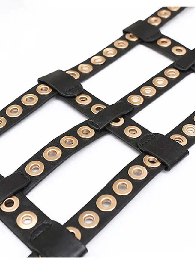 Fashion Faux Leather Metal Hole Retro Buckle Waist Cinch Belt