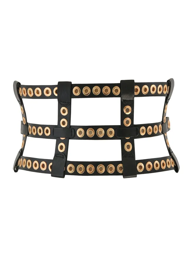 Fashion Faux Leather Metal Hole Retro Buckle Waist Cinch Belt