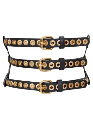 Fashion Faux Leather Metal Hole Retro Buckle Waist Cinch Belt