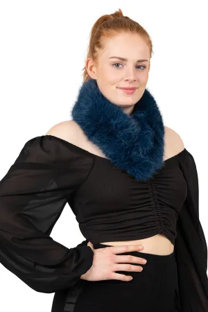 Faux fur scarf petrol with clip