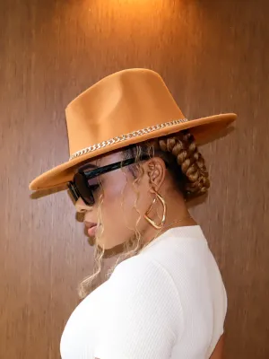 Fedora Hat || Brown with Chain Detail
