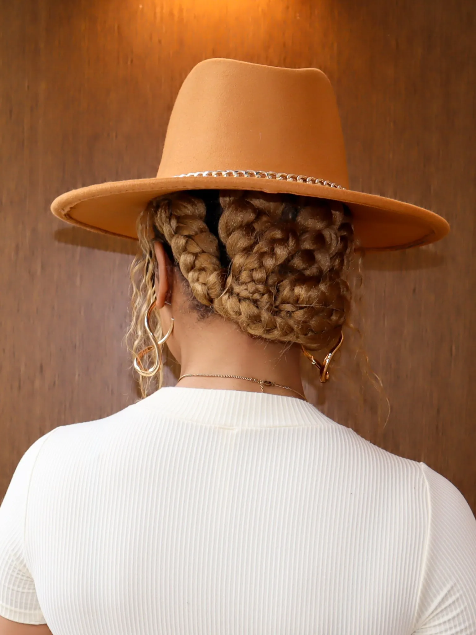 Fedora Hat || Brown with Chain Detail