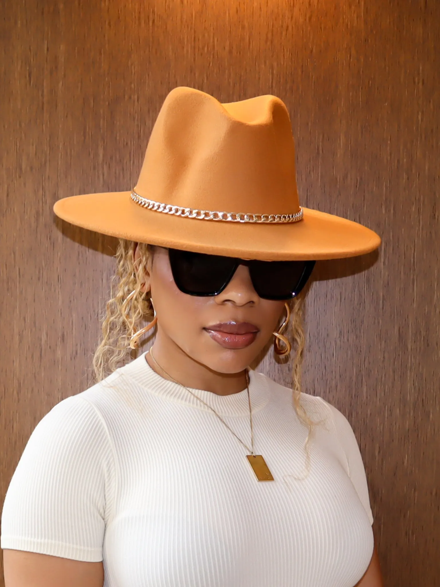 Fedora Hat || Brown with Chain Detail