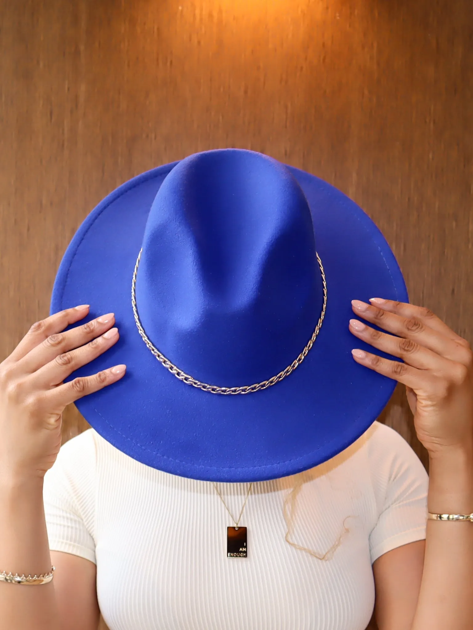 Fedora Hat || Royal Blue with Chain Detail