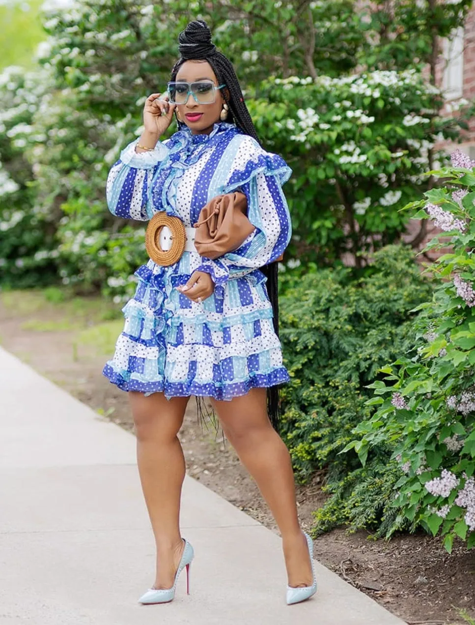 FINAL SALE! Sapphire Beauty- Polka Dot Dress (CLEARANCE OUTLET! Final Sale/No Return/No Exchange!)