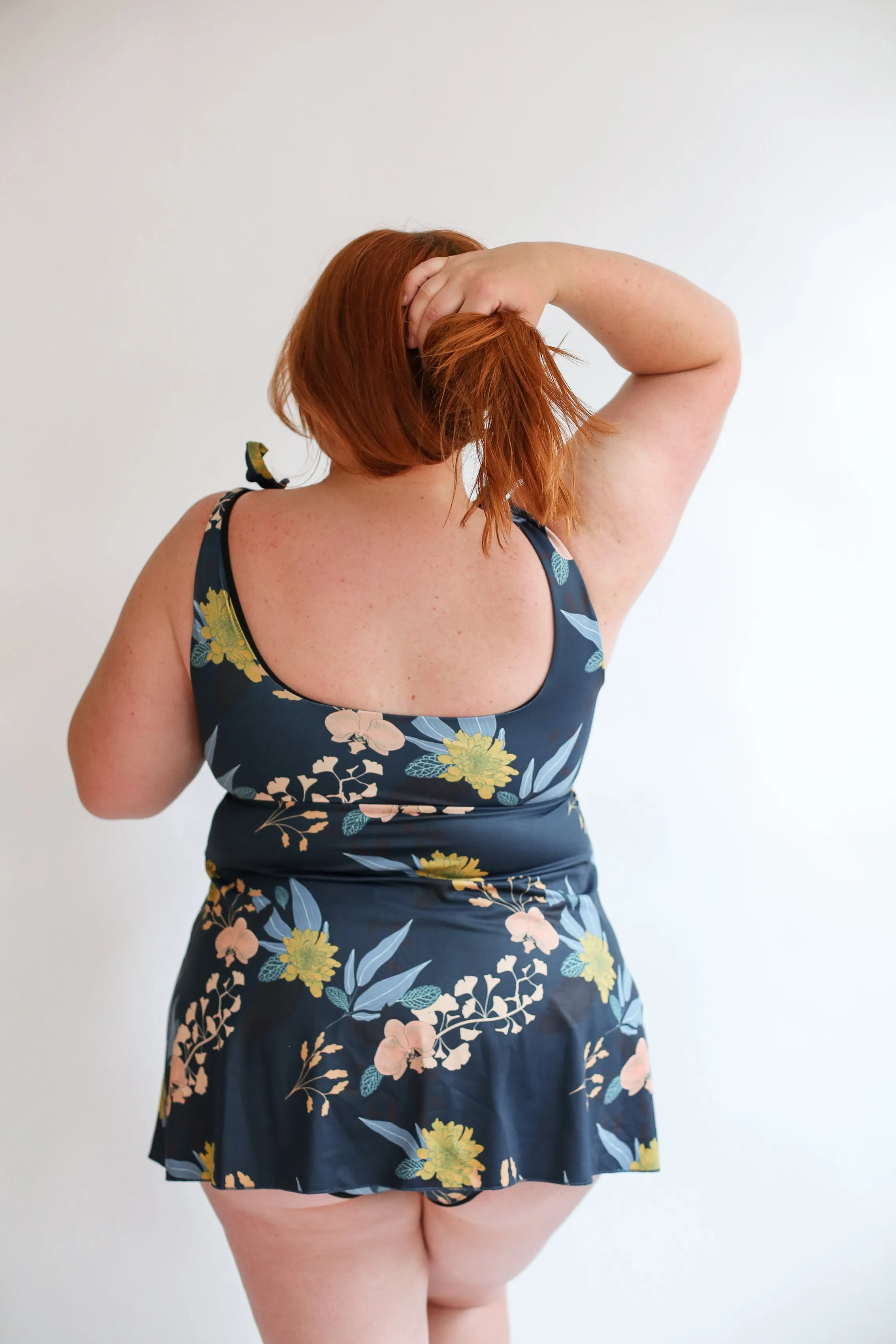 FINAL SALE  - Tankini Tie Shoulder Breastfeeding Swimsuit Top - Teal Floral