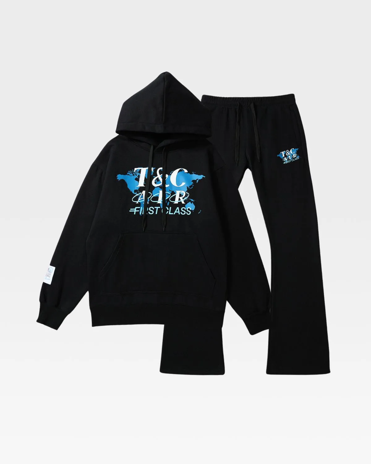 First Class Tracksuit & Beanie Scarf Set in Black