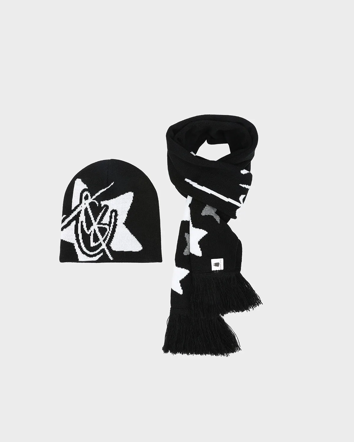 First Class Tracksuit & Beanie Scarf Set in Black