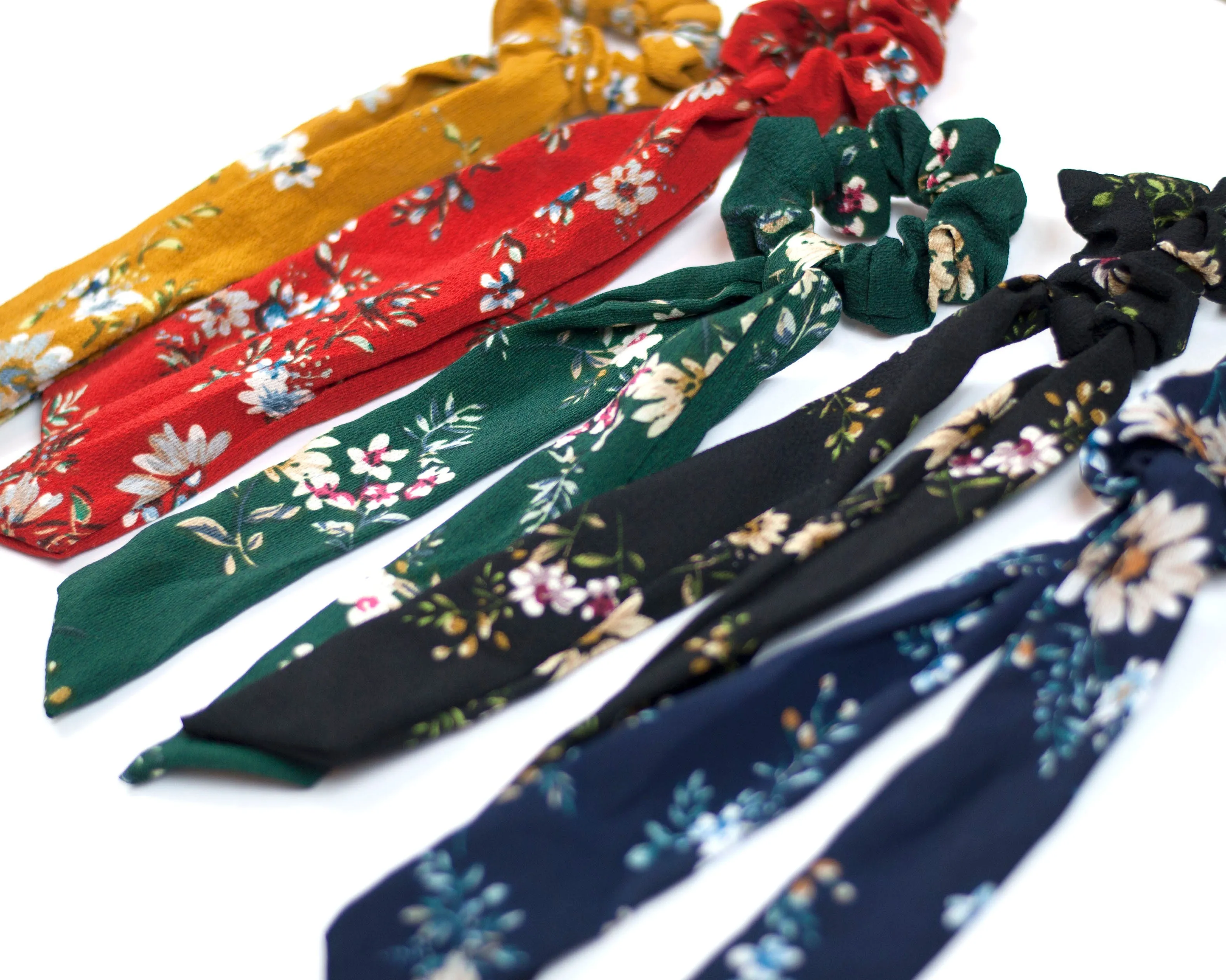 Floral Hair Scarf Scrunchies 5 Colors