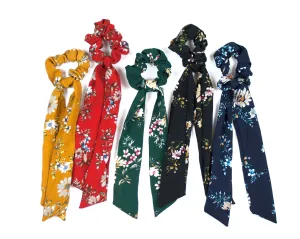 Floral Hair Scarf Scrunchies 5 Colors