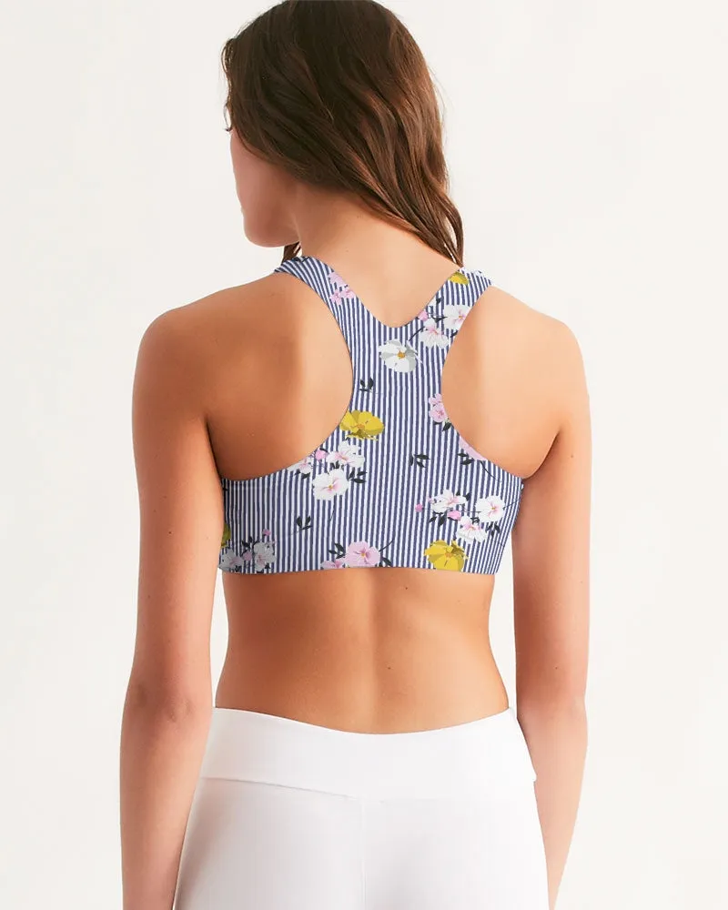 Floral Strips Women's Seamless Sports Bra