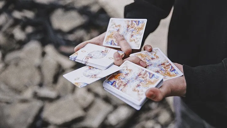 Fluid Art Orange Cardistry Playing Cards