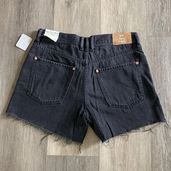 FREE PEOPLE Ivy Mid Rise Denim Shorts Faded Black Room Rocker