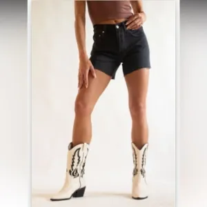 FREE PEOPLE Ivy Mid Rise Denim Shorts Faded Black Room Rocker
