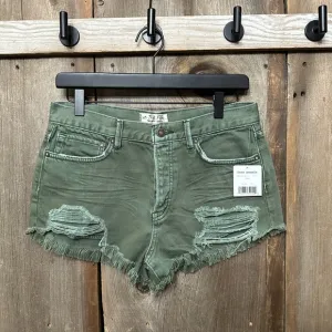 Free People We The Free Loving Good Vibrations Denim Shorts Sage Green Size 27