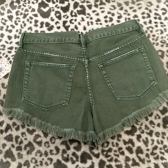 Free People We The Free Loving Good Vibrations Denim Shorts Sage Green Size 27