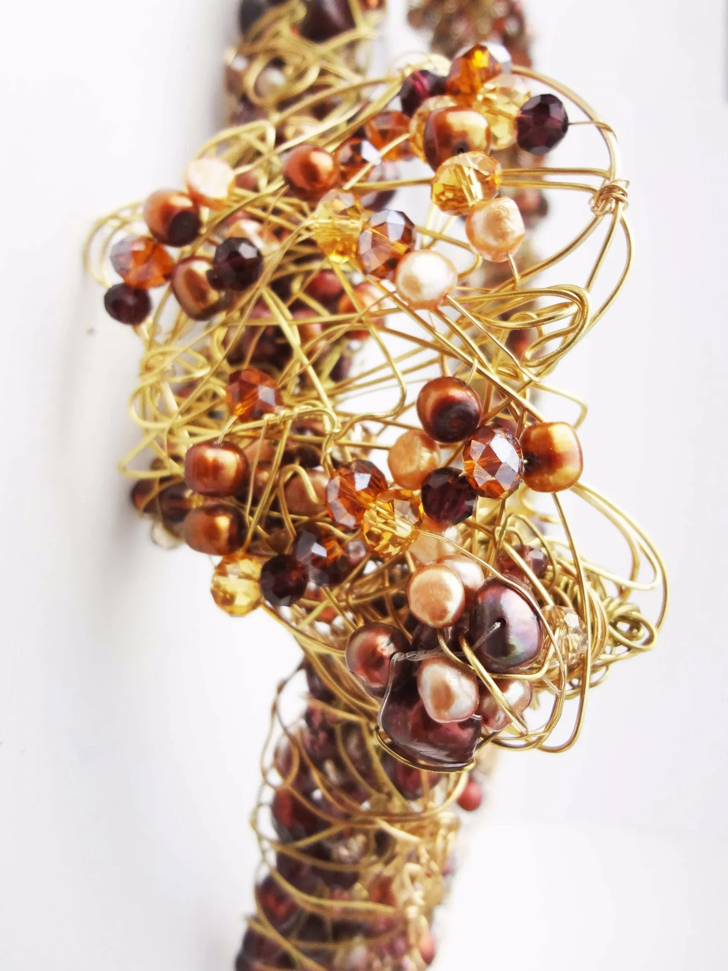 Freshwater Pearl Galaxy wire wrapped Belt, one of a kind crystal jewelry