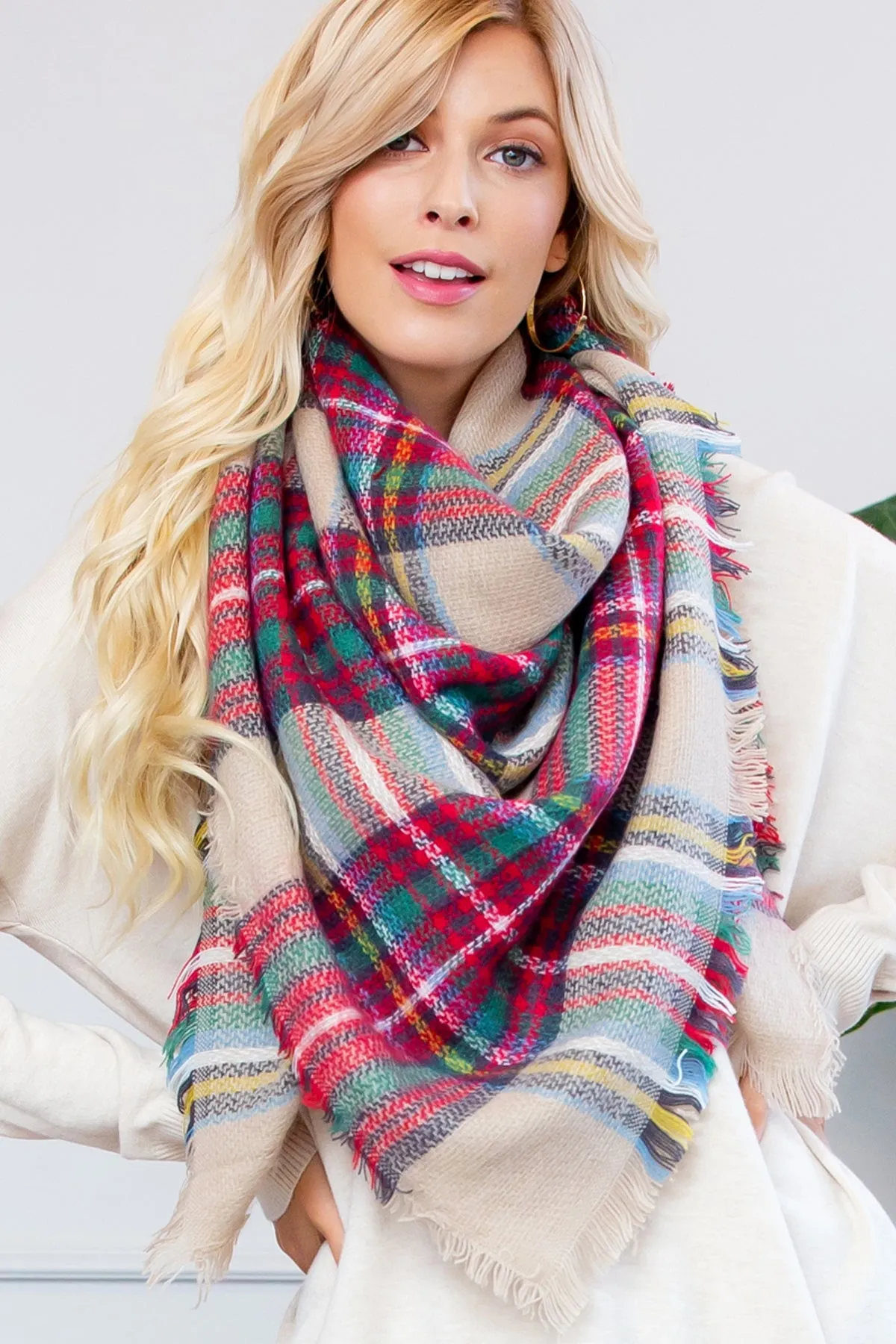 Fringe Blanket Scarf - Style 4