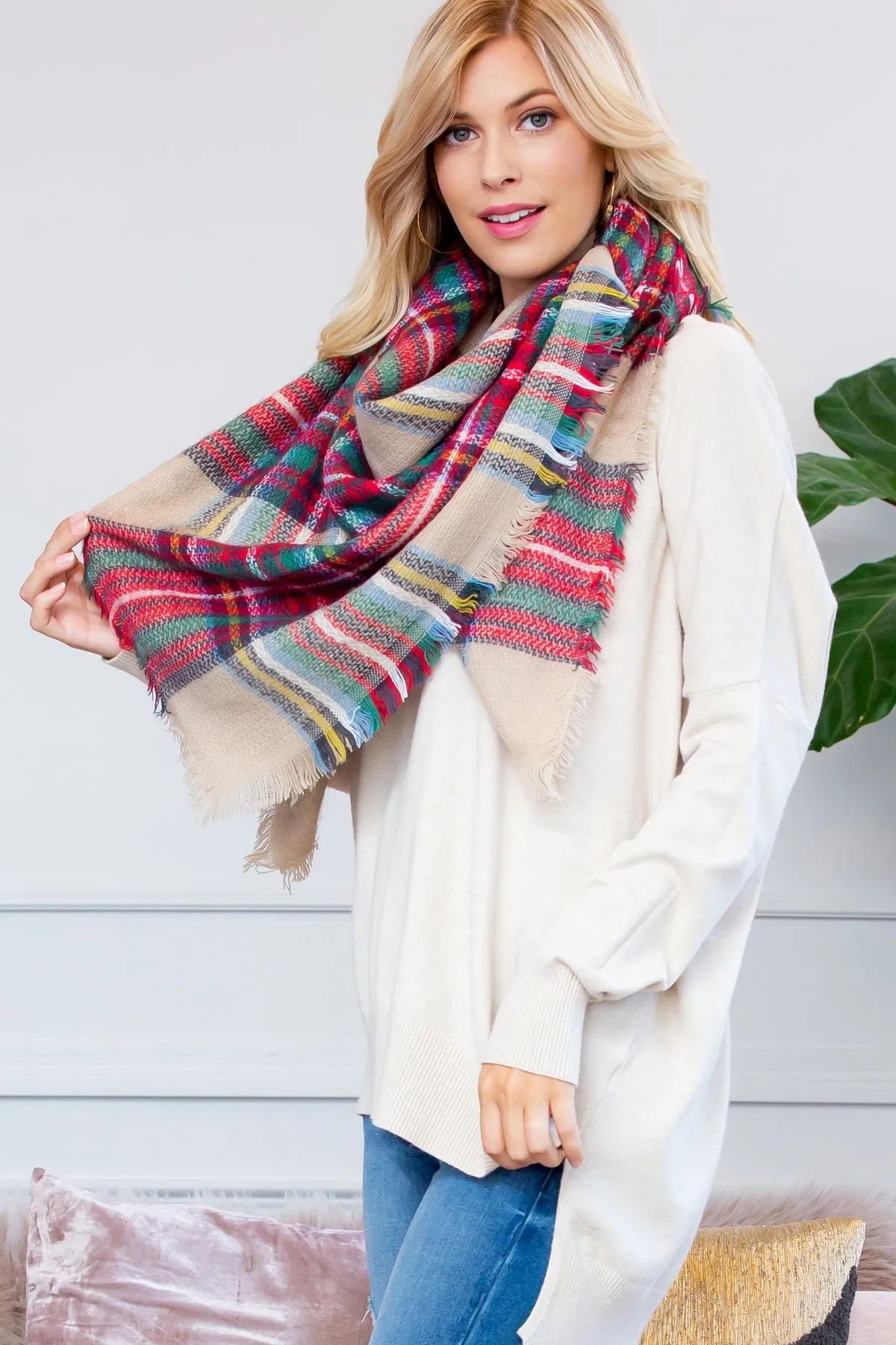 Fringe Blanket Scarf - Style 4