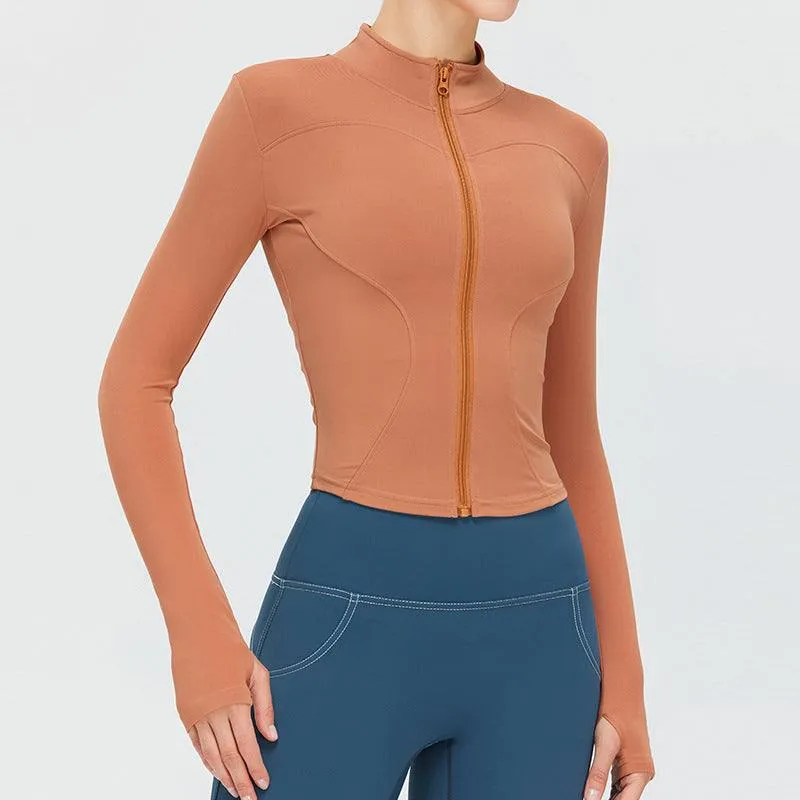 Full Zip Up Yoga Jacket with Thumb Hole