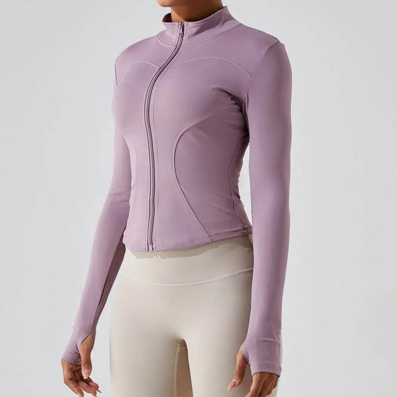 Full Zip Up Yoga Jacket with Thumb Hole