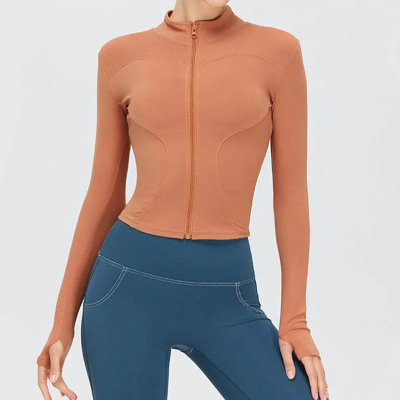 Full Zip Up Yoga Jacket with Thumb Hole