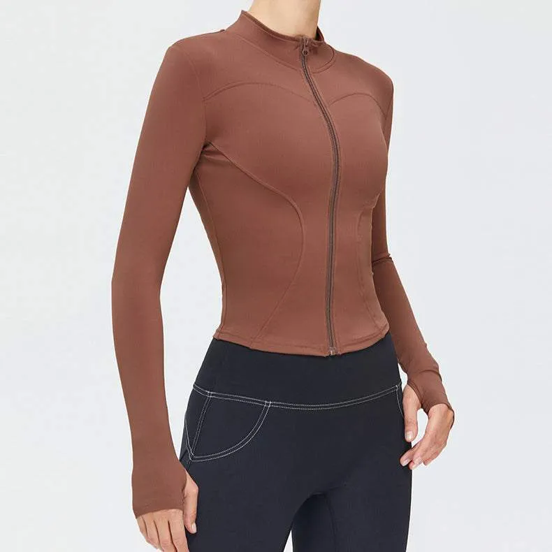 Full Zip Up Yoga Jacket with Thumb Hole