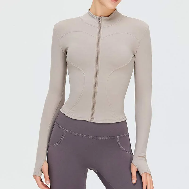 Full Zip Up Yoga Jacket with Thumb Hole