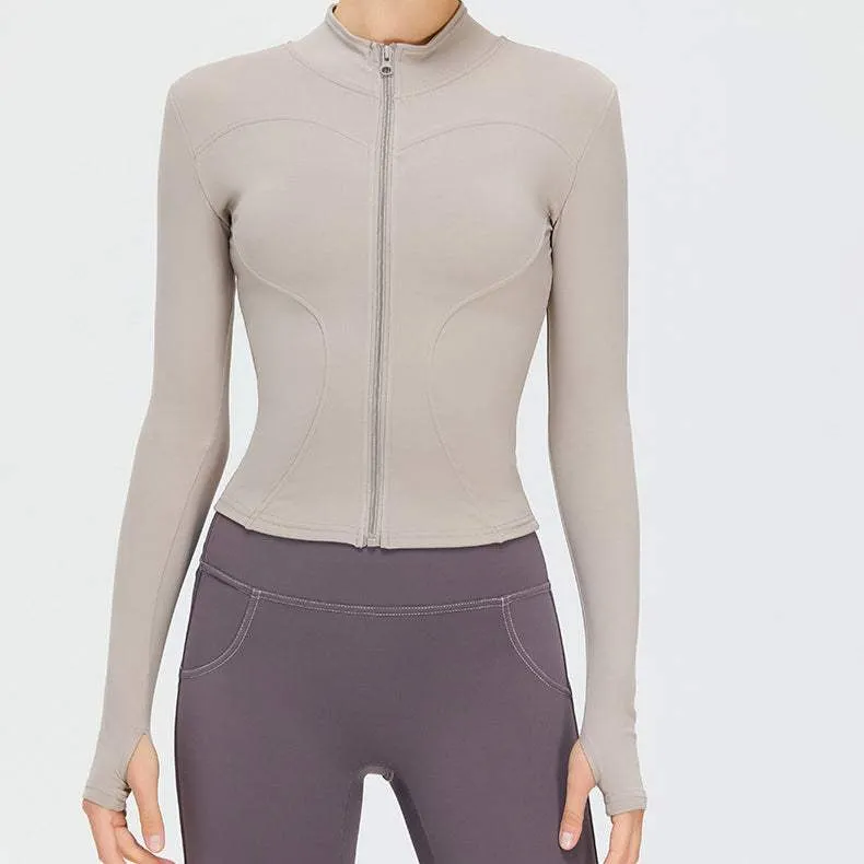 Full Zip Up Yoga Jacket with Thumb Hole